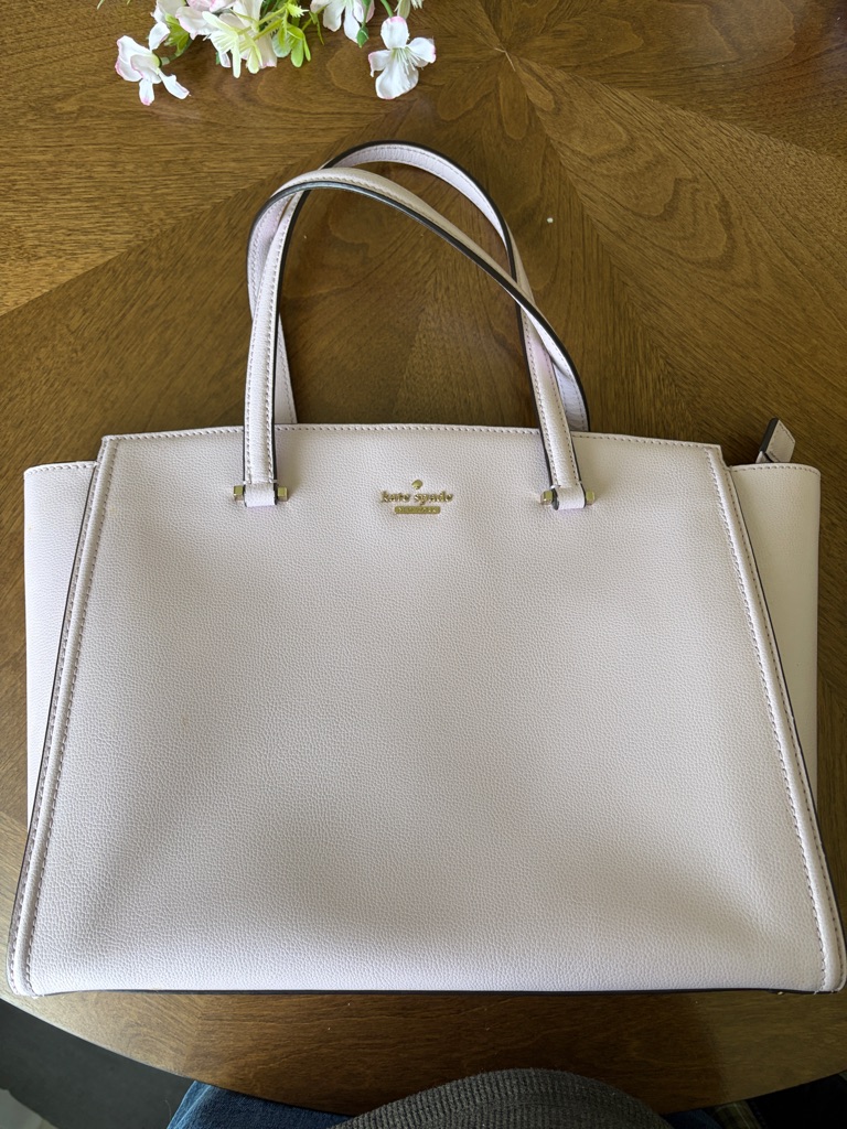 Kate Spade Lavender Pebbled Leather Tote With Gold Logo